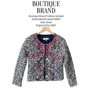 Boutique Brand Trafaluc Quilted Embroidered Jacket NWOT